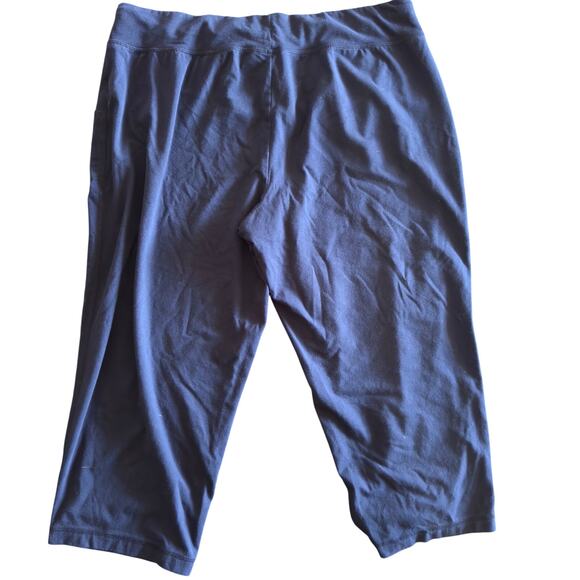 Athletic Works Blue Wide Leg Pull On Capri Pants Tie Waist, Pockets Size XL - Picture 2 of 5